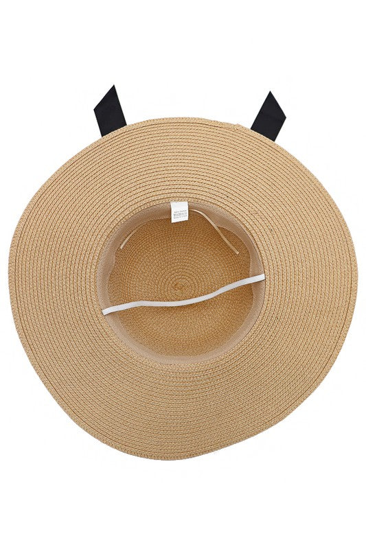 Large Grosgrain Ribbon Decor Toyo Straw Floppy Sun Hat