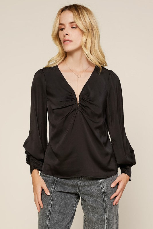 balloon sleeve blouse - black