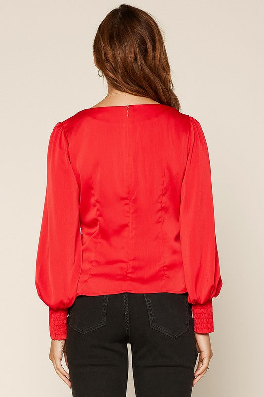 balloon sleeve blouse - red