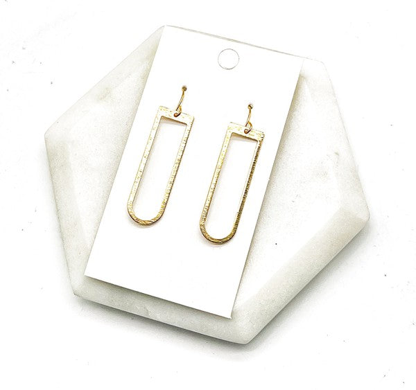 Gold Long Deco Metal Statement Earrings