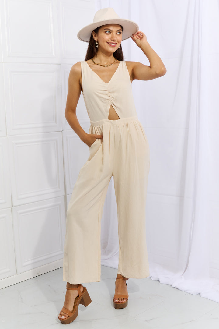 Feels Right Cut Out Detail Wide Leg Jumpsuit in Vanilla