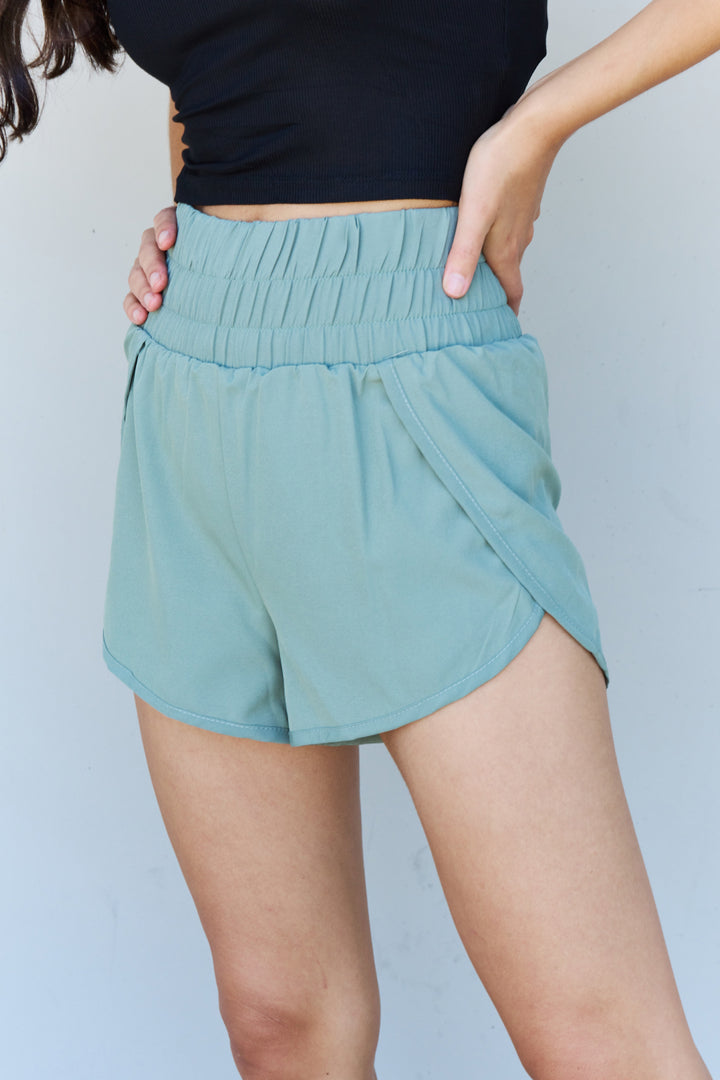 Stay Active High Waistband Active Shorts in Pastel Blue