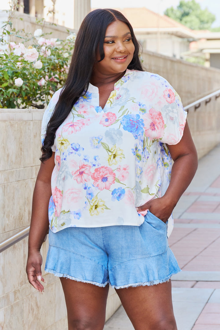 One And Only  Short Sleve Floral Print Top